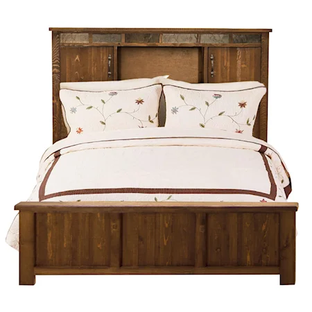 Queen Bookcase Bed with Low-Profile Footboard and 2 Doors